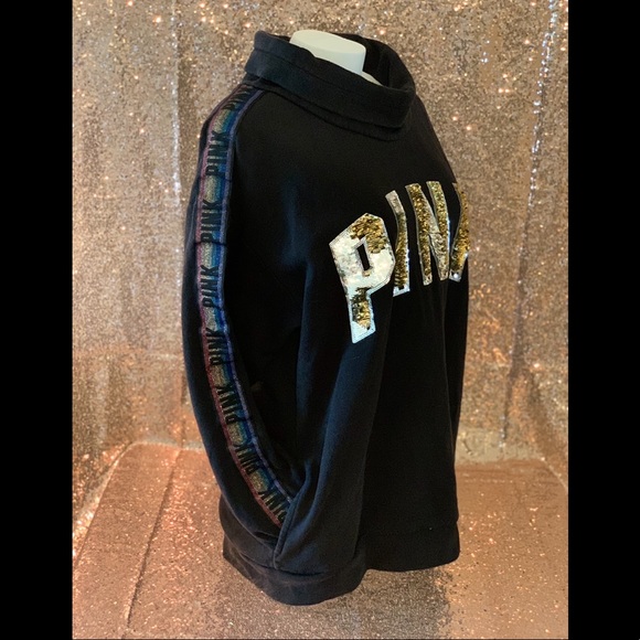 ✨✨PINK Cowl Neck Flip Bling Pullover Sweatshirt ✨✨ - Picture 6 of 11